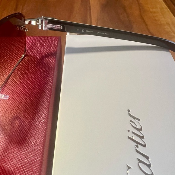Cartier Silver and Brown Rimless Sunglasses - Picture 4 of 7